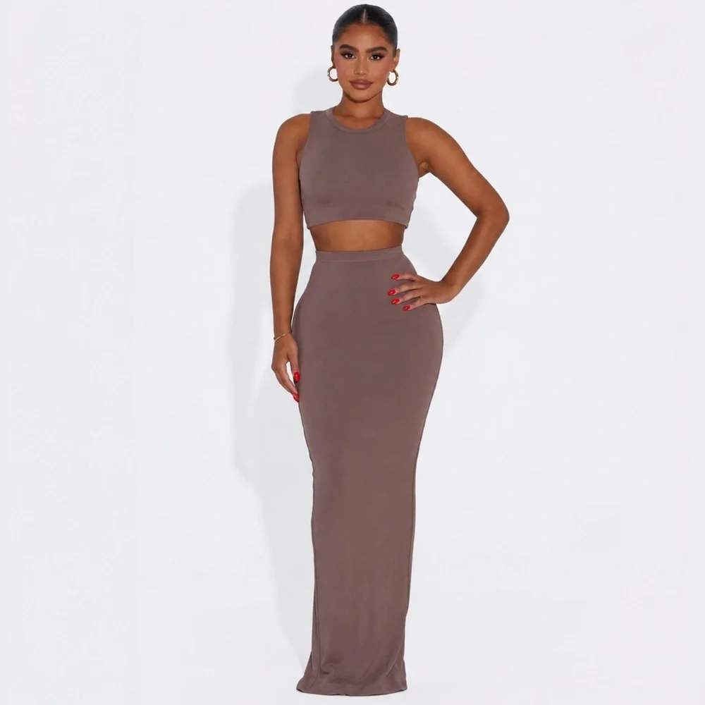 Naked Wardrobe Ribbed Vibes Skirt Set